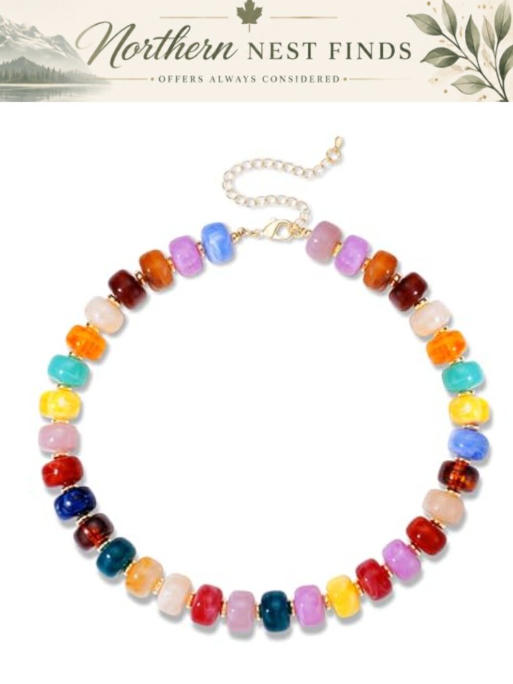 Resin Acrylic Beaded Choker Statement Necklace